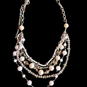 Faux Pearl and Glass Bead Necklace